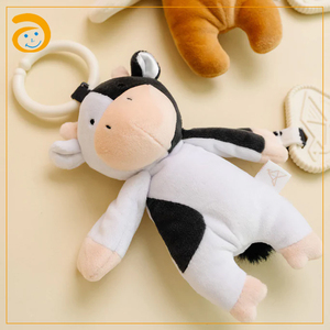 Jouet suspendu 2-en-1 pour berceau de bébé, hochet en peluche douce et anneau de dentition, motifs animaux (ours, girafe, <span class=keywords><strong>vache</strong></span>, lapin), <span class=keywords><strong>doudou</strong></span> pour poussette, cadeau pour nourrisson - Product Image 3