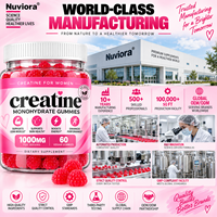 Créatine en vrac directement de l'usine pour femmes, gommes de 1000 mg, 60 unités, favorise la masse musculaire maigre et la santé de la peau* Framboise Végétalien GMP HALAL