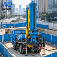 Foreuse hydraulique montée sur camion Sinotruk 4x2 à double alimentation, pour forage de puits profonds de 260 m avec marteau DTH pour l'investigation des sols