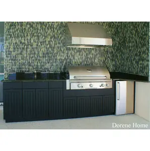 2023 Dorene 304 Stainless Steel Kitchen Cabinet Outdoor Kitchen Cabinet Customized Door Panel And Countertop