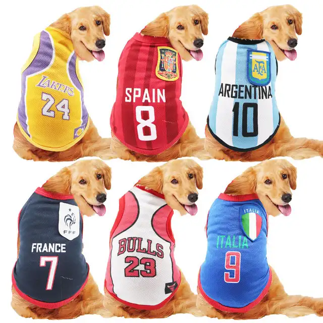 Pabrik Grosir Kualitas Terbaik Hewan Anjing Sepak Bola Jersey Bola Basket Pakaian Hewan Peliharaan untuk Anjing Kucing