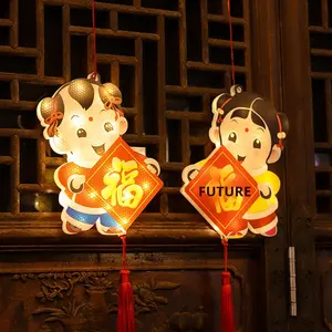 Lanterne rouge décorative de style traditionnel chinois pour le Nouvel An, étanche IP65, <span class=keywords><strong>avec</strong></span> <span class=keywords><strong>ventouse</strong></span>, à suspendre, lumières LED portatives - Product Image 4