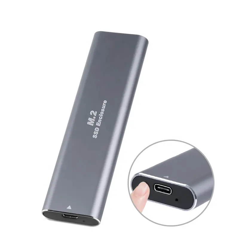 Caja de aluminio USB3.1 tipo C a M.2 NVME/SATA SSD, disco duro externo de 2TB para Mac, PC, teléfono móvil