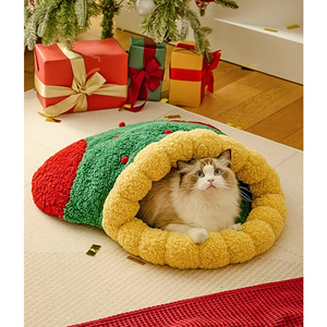 Phim Hoạt Hình Phong Cách Giáng Sinh Vớ Mèo Ngủ Nhà Và Cây Giáng Sinh Tam Giác Vật Nuôi Tổ Cho Mèo Và Chó - Product Image 1