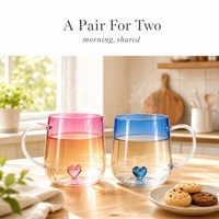 Mug en verre borosilicate 400 ml, résistant à la chaleur, tasse à café colorée avec une jolie poignée, tasse à lait, thé, eau