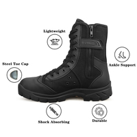 Bottes tactiques noires personnalisées populaires avec fermeture éclair respirante, légères et confortables, idéales pour la randonnée en extérieur