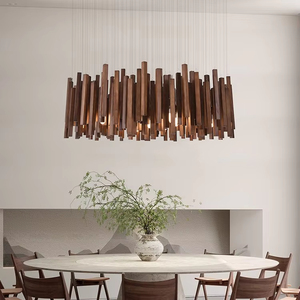Candelabro de techo LED de madera Retro para comedor, sala de estar, granja, mesa de cocina, luz colgante LED de madera maciza - Product Image 3