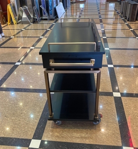 Đồ Nội Thất Hiện Đại Bảng Màu Đen <span class=keywords><strong>Top</strong></span> 3 Tier Kệ Lưu Trữ Giỏ Hàng Nhà Bếp Rượu Đồ Uống Phục Vụ Bảng Giỏ Salon Xe Đẩy Với Bánh Xe - Product Image 5