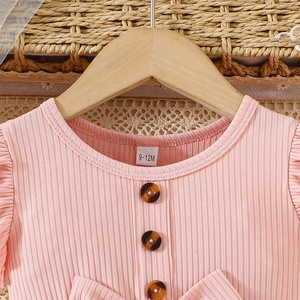 ชุดเดรสเด็กผู้หญิงแขนระบายประดับโบว์ใหญ่ผ้าลูกไม้ปะติดปะต่อสไตล์เจ้าหญิงลำลองสำหรับฤดูร้อน - Product Image 2