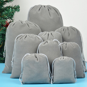 Sac de rangement pour bijoux en velours gris avec cordon de serrage, tissu floqué cygne, rangement pour écouteurs, logo imprimé à l'écran, sans fond, personnalisable - Product Image 4