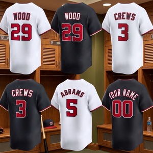 Vente en gros de maillots de baseball américains unisexes avec broderie 3D # 22 Juan Soto 12 Francisco Lindor 9 Brandon Nimmo Softball - Product Image 1