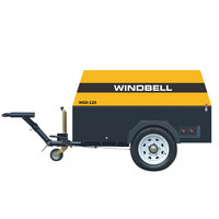 Compresseur d'air diesel à vis portable 120 CFM, moteur Kubota japonais, alimentation 220V/12V, faible bruit, pompe à huile, bloc moteur, bloc d'air