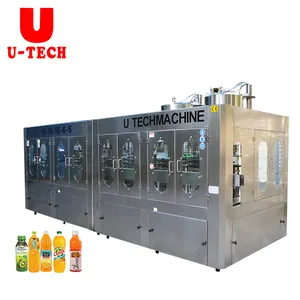U TECH 자동 핫 주스 보틀 완료 생산 라인 PET 유리 병 에너지 주스 세척 충전 캡핑 기계