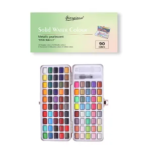 Conjunto profesional de pinturas de acuarela, Set de 90 colores sólidos, embalaje de regalo