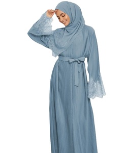 Recién llegado, traje de 2 piezas, encaje plisado bordado, Túnica de <span class=keywords><strong>lentejuelas</strong></span>, hijab, conjuntos de mujeres musulmanas, ropa islámica jalabiya - Product Image 1