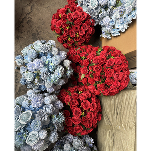 Boule de fleurs artificielles personnalisable, centre de table, arrangement de roses chrysanthèmes bleu grisâtre, décorations de mariage - Product Image 5