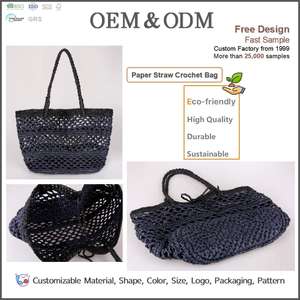 Bolso Tote de Paja Tejida Azul Medianoche con Cierre de Cordón, Gran Capacidad, para <span class=keywords><strong>Playa</strong></span>, Compras, Regalo para Mujer - Product Image 3