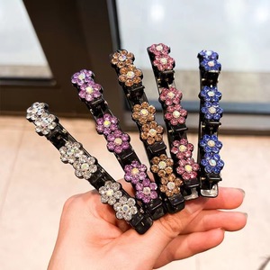 The new double-layer bangs rhinestone <b>braided</b> hairpin bangs clip broken hair finishing artifact side clip hairpin headdress - Product Image 1