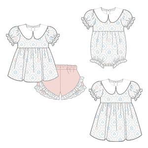 Preventa al por mayor: Vestido/Mameluco de verano para bebé niña con pequeñas flores, de algodón orgánico suave y elastano, lindo, MOQ 5 unidades, de fábrica de boutique. - Product Image 1