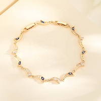 Nouvelle technologie Blue Crescent Cutout Style Fine Bracelet à breloques plaqué or 18 carats Femme Bracelets pour femmes