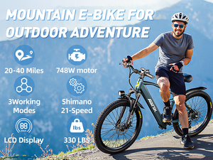 Bicicleta Eléctrica de Fábrica de 26 Pulgadas, Bicicleta de Montaña, Ligera para Desplazamientos Diarios y Paseos, para Adultos GT900 (26'' (Diseño de Cuadro Ligero para Reino Unido) - Product Image 2