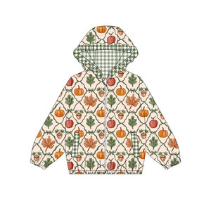 Ensemble sweat à capuche et pantalon pour petite fille, imprimé feuilles de citrouille, vêtements d'automne pour enfants, manches longues, GT1664 - Product Image 1