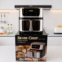 Friteuse à air numérique intelligente multifonctionnelle en acier inoxydable 12L, design moderne carré, pour frites, cuisine domestique