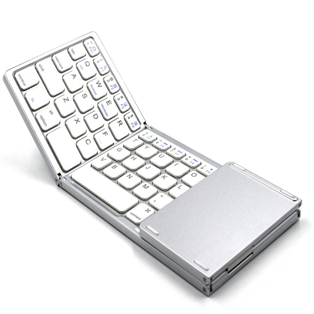 China Factory Triple Folding Foldable Mini BT Wireless Keyboard with Touchpad for Windows Android IOS Tablet PC Smart Phone