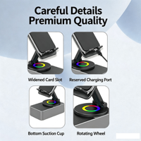 Support de tablette et de téléphone portable rechargeable 4-en-1 avec haut-parleur 5.3 et lumière RGB, rotation à 360° pour bureau