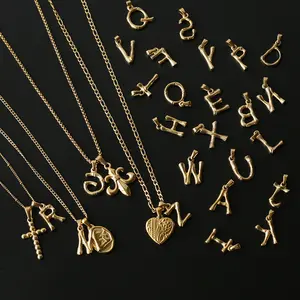 SSeeSY kalung liontin lapisan emas besar, Kalung liontin awal huruf alfabet baja tahan karat untuk Kalung