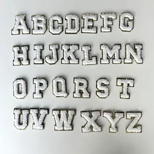 sewill Wholesale custom patch embroidery letter DIY iron on hoodie Rainbow color A-Z letters chenille patches