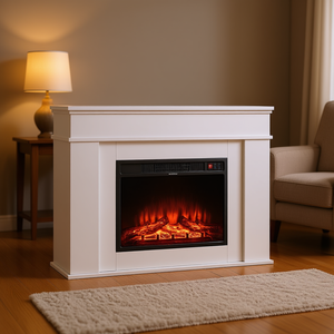 Chimenea Eléctrica con Estufa, 43 Pulgadas, Blanca, 1500W, 5120 BTU, Llamas Ajustables, Temporizador, Control Remoto, Calentador para Sala de Estar - Product Image 2