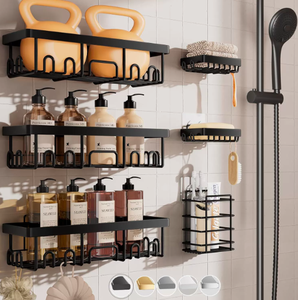 Étagère murale moderne sans perçage pour salle de bain, pour savon et articles de toilette, utilisation en appartement et en hôtel - Product Image 1