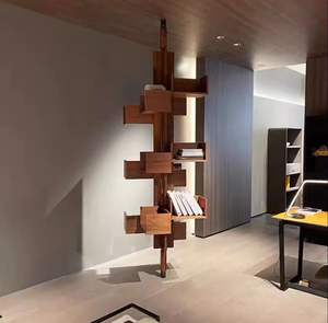 Estantería de madera maciza de lujo ligera de diseñador italiano estantería ajustable de nogal minimalista característica giratoria para sala de estar dormitorio - Product Image 5