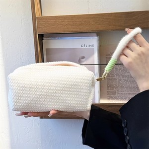 Soft Plush Terry Cloth Pencil Bag, Korean Style Cosmetic <b>Case</b>, Large Capacity Open <b>Makeup</b> Pouch for Students School Travel - Product Image 5