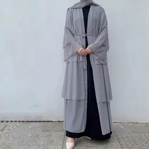 Abaya — robe musulmane 3 couches en mousseline de soie, modeste, avec hijab, 2 pièces, nouvelle collection de vêtements islamiques