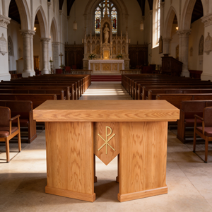 Altar de Iglesia Cristiana de Madera Sólida, Diseño Minimalista, Acabado Pulido, Decoración para Ceremonias, Áreas Sacramentales - Product Image 2