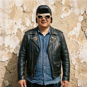 <span class=keywords><strong>Masque</strong></span> d'horreur réaliste en <span class=keywords><strong>latex</strong></span> pour <span class=keywords><strong>homme</strong></span> avec pompadour noir et lunettes – Accessoire de costume pour adulte, Pâques, Halloween, cosplay, motard, fête - Product Image 1