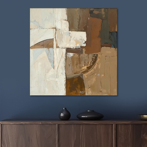 Decorazione Murale Dipinto a Mano su Tela Opera d'Arte Astratta Moderna Beige e Marrone - Product Image 4