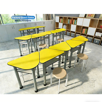 Table d'école combinée triangulaire moderne Bo Jiao, panneau compact stratifié, durable, écologique, mobilier scolaire pour la maison