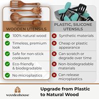 Ensemble d'ustensiles de cuisine en bois 10 pièces avec support en céramique, spatules en bois, ustensiles de cuisson en bois naturel de qualité alimentaire, fournisseur en gros