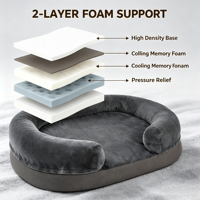 Lit pour chien rectangulaire moderne et respirant pour chats et chiens, imperméable, en mousse à mémoire de forme, avec housse amovible et lavable, fond antidérapant