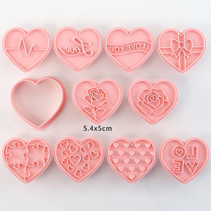 10 cái/bộ tình yêu trái tim nhựa Cookie Máy cắt DIY <span class=keywords><strong>fondant</strong></span> bánh Biscuit embosser khuôn mẫu - Product Image 2