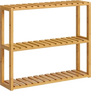 Étagère murale <span class=keywords><strong>pour</strong></span> plantes en bambou non pliable à 3 niveaux, style rustique, réglable, <span class=keywords><strong>pour</strong></span> salle de bain - Product Image 1