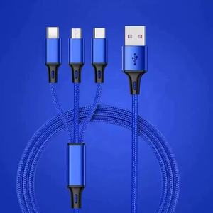 Câble de charge rapide USB Type-C 3A 3-en-1 en nylon tressé TPE avec coque en alliage d'aluminium multicolore pour ordinateur, voiture et téléphone portable - Product Image 4