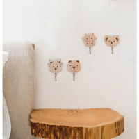 Crochet mural en bois auto-adhésif au design de petits animaux mignons pour chambre à coucher ou chambre d'enfant Porte-manteau