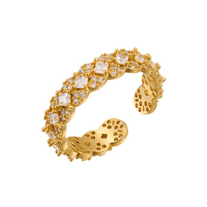 <b>Open</b> <b>Ring</b> Micro Pave Zircon Geometric Shape Adjustable Index Finger Party Jewelry R16515 - Product Image 5