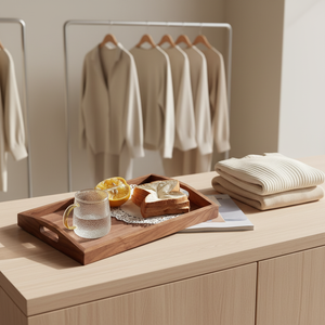 Plateau en bois de noyer noir de luxe, empilable, rectangulaire, carré, rustique, de haute qualité, en gros, pour les pâtes, les gâteaux, les plateaux à café - Product Image 2