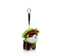 Petits animaux en peluche pendentifs (éléphant, cochon, chien, ours) avec chapeau burger, jouets en peluche et porte-clés
