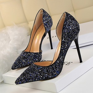 New Arrival European Fashion Bling Sequin Chaussure Femme Talon <b>Slide</b> Sandals Women Heels for Sexy Ladies Mules - Product Image 4